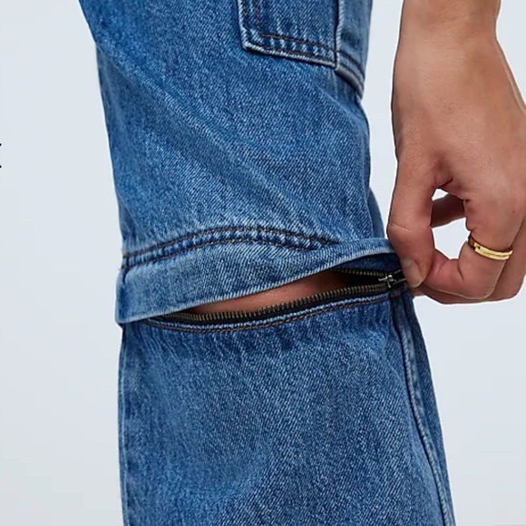 Madewell Baggy Straight Cargo Jeans in Thetford Wash: Zip-Off Edition NWT - Picture 5 of 5